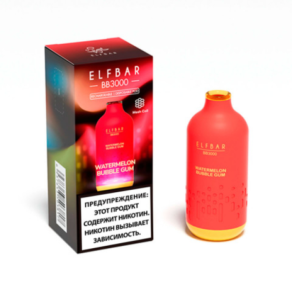 Elfbar BB3000 Арбузная жвачка, 3000 тяг в Новосибирске