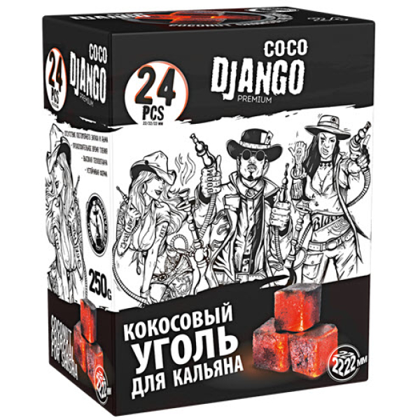 Уголь Coco Django для кальяна 24 шт в Новосибирске