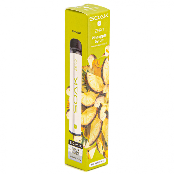 SOAK X ZERO Pineapple syrup 1500 затяжек (без никотина) в Новосибирске