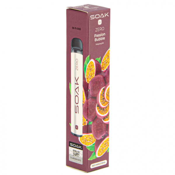 SOAK X ZERO Passion bubble 1500 затяжек (без никотина) в Новосибирске
