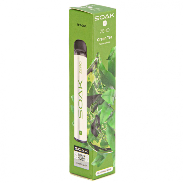 SOAK X ZERO Green tea 1500 затяжек (без никотина) в Новосибирске