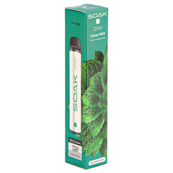 SOAK X ZERO Cane mint 1500 затяжек (без никотина) в Новосибирске
