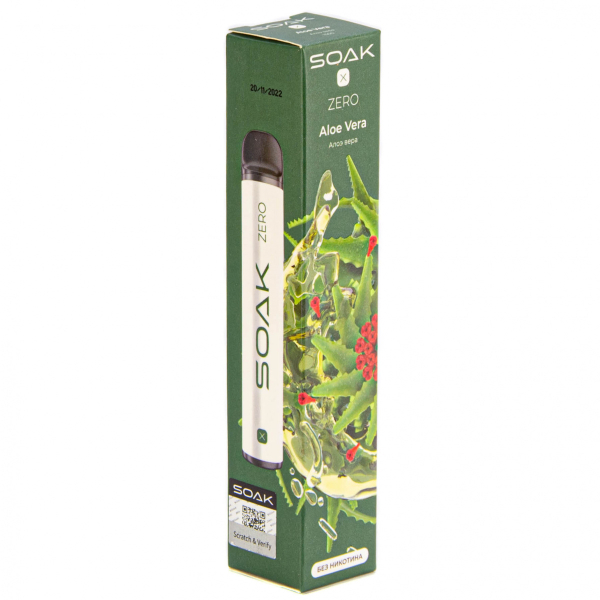 SOAK X ZERO Aloe vera 1500 затяжек (без никотина) в Новосибирске