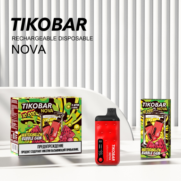 Электронка Tikobar Nova Арбузная Жвачка 10000 Затяжек в Новосибирске