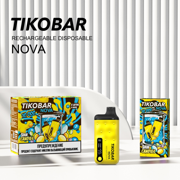 Электронка Tikobar Nova Кислые Конфеты 10000 Затяжек в Новосибирске