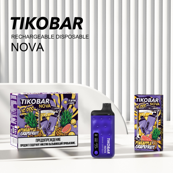 Электронка Tikobar Nova Ананас Грейпфрут 10000 Затяжек в Новосибирске