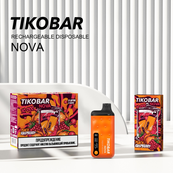 Электронка Tikobar Nova Персик Малина 10000 Затяжек в Новосибирске