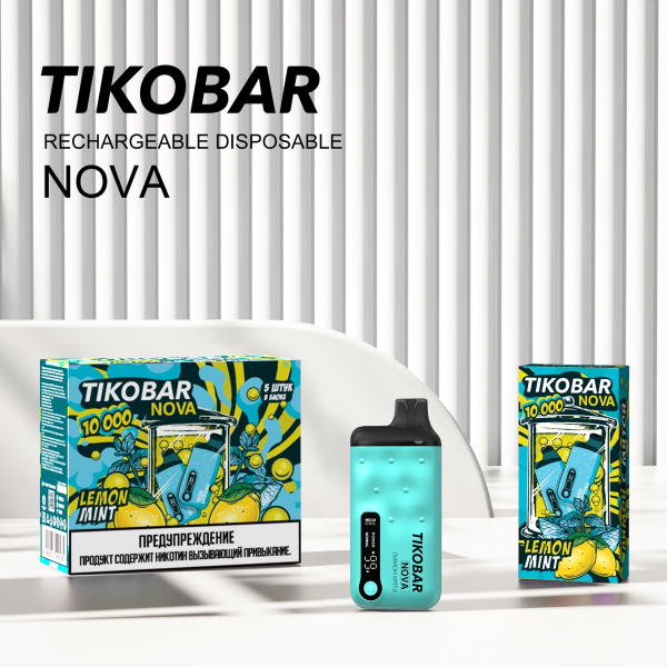 Электронка Tikobar Nova Лимон Мята 10000 Затяжек в Новосибирске