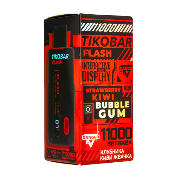 Электронка Tikobar Flash Клубника Киви Жвачка 11000 Затяжек в Новосибирске