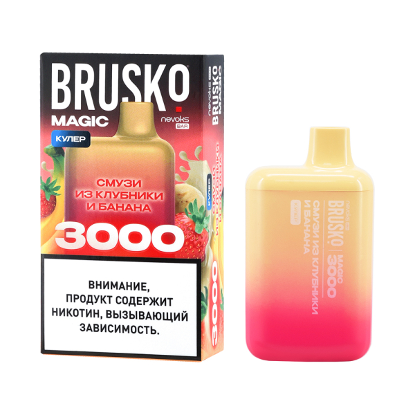 Электронка Brusko Magic Смузи Из Клубники И Банана (3000 Затяжек) в Новосибирске