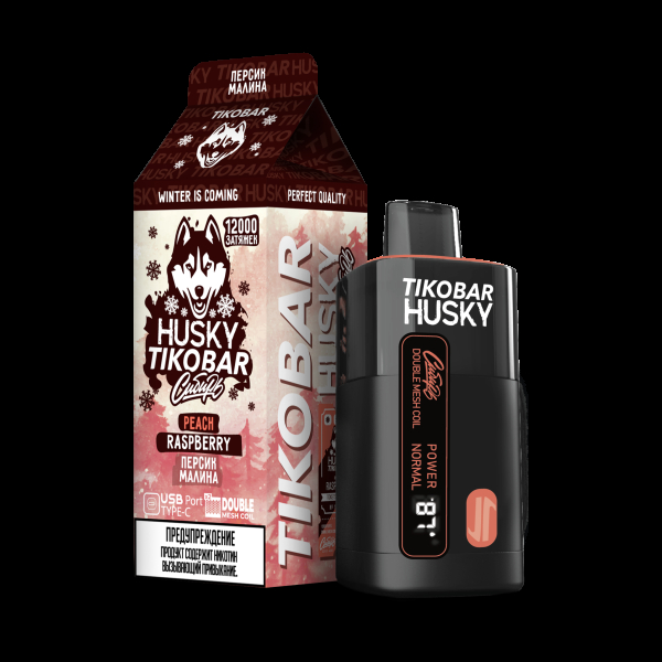 Электронка Tikobar Husky Сибирь Персик Малина 12000 Затяжек в Новосибирске