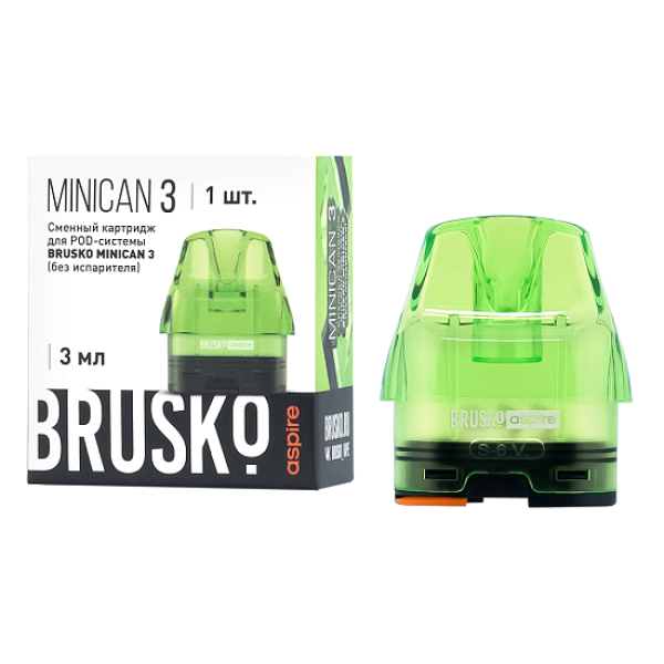 Сменный Картридж Brusko Minican 3, (Зелёный), 3 Мл, Упак. 1 Шт в Новосибирске