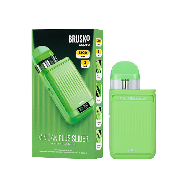 POD-система Brusko Minican Plus Slider Зелёный в Новосибирске