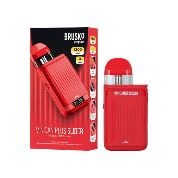 POD-система Brusko Minican Plus Slider Красный в Новосибирске